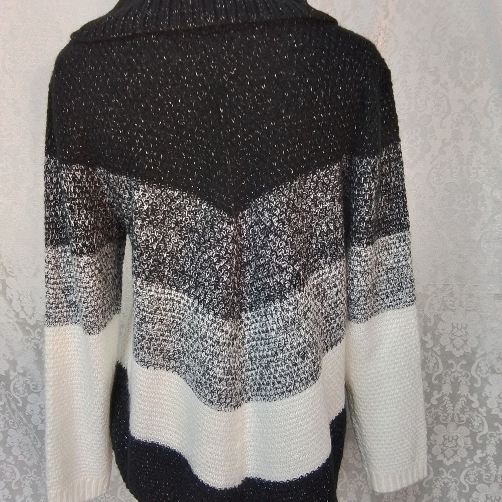 by & by black gray white cozy knit sweater with cowl collar ne - Picture 4 of 10